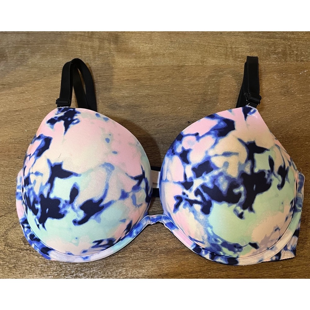 Victoria's Secret PINK Wear Everywhere Super Push-Up Bra 32DD Multicolor Tie Dye